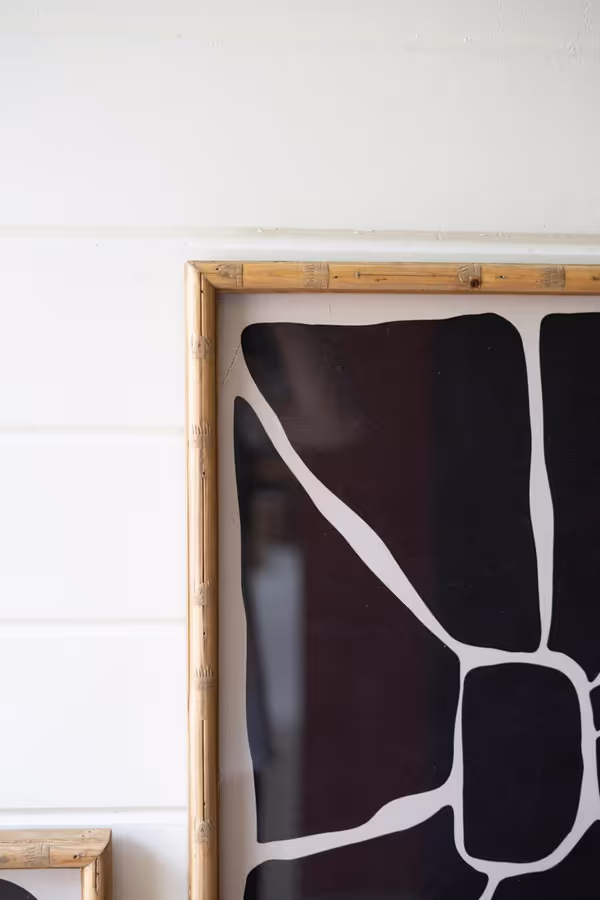 Set of 2 Black and White Framed Abstract Prints Under Glass