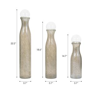 BRYNHAVEN SET OF 3 GRAY GLASS VASES 22 (IN) 10