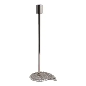11X4" SEASHELL BASE TAPER HOLDER, SILVER 1