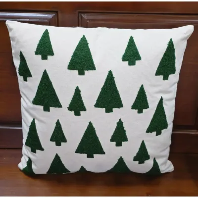 Square Dark Green Tre Pillow 15.5x15.5x1in