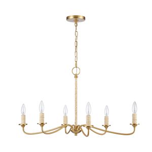 Abaca 32'' Wide 6-Light Chandelier - Brushed Gold 2