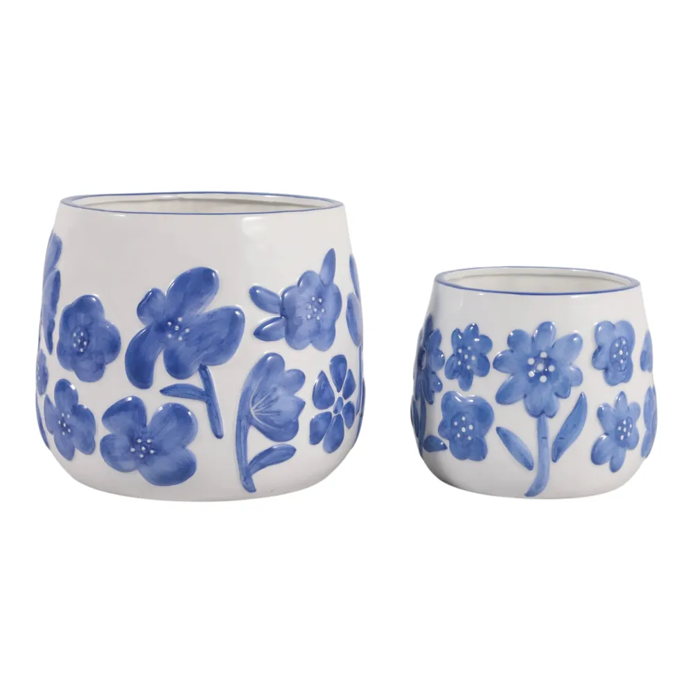 NICKGROVE SET OF 2 BLUE PLANTER 7 (IN)