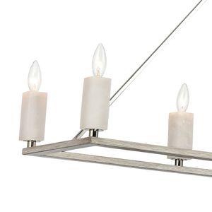 White Stone 48'' Wide 8-Light Linear Chandelier - Polished Nickel 4