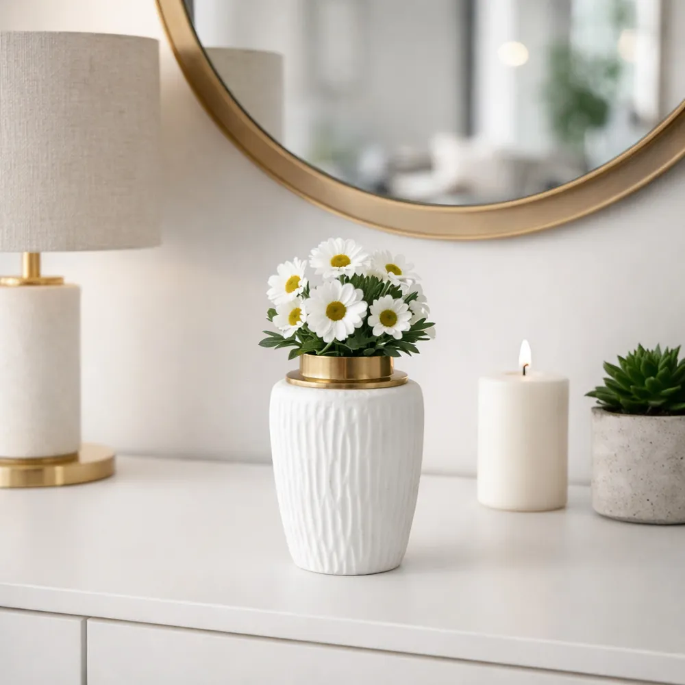 ADLERCREST WHITE VASE 8 (IN)