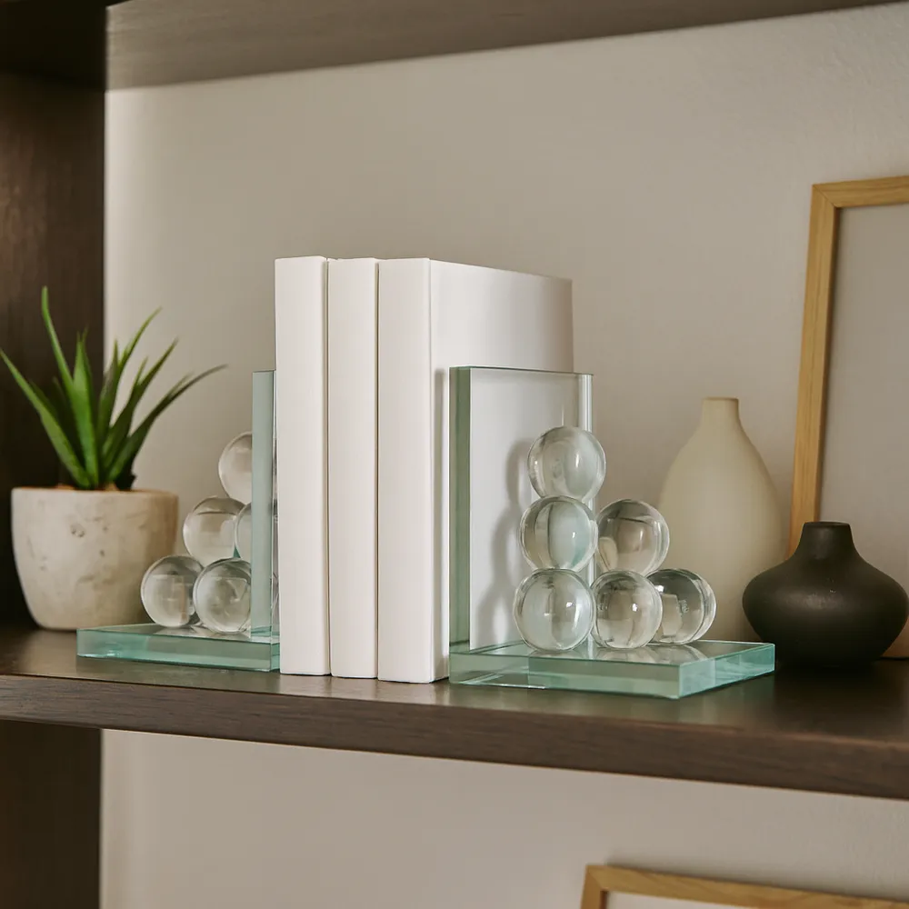 TANNER SET OF 2 CLEAR BOOKENDS 6 (IN)