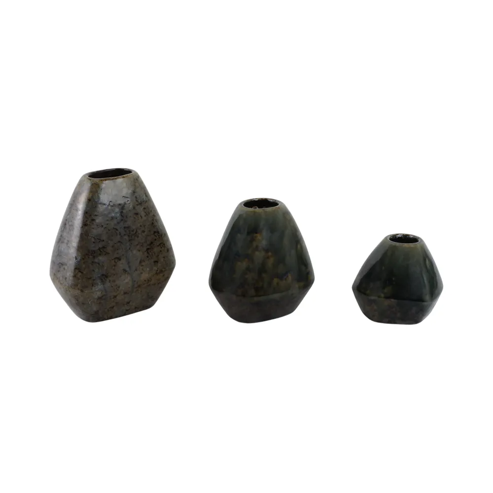 DENNINGHAM SET OF 3 BROWN VASES 8 (IN)