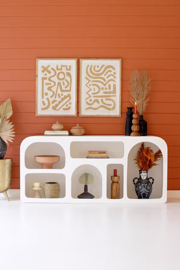 Textured White Console Cubby