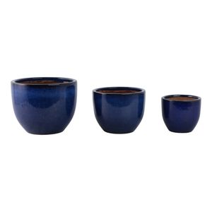 BOWENWELL SET OF 3 BLUE PLANTER 9 (IN) 1