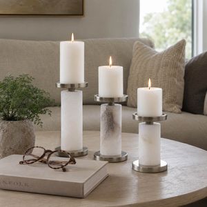 FALLONDALE SET OF 3 WHITE CANDLE HOLDER 7 (IN) 10