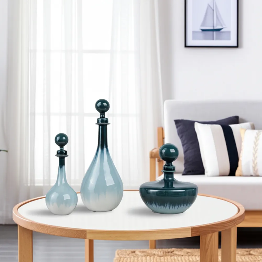 HOLDENCLIFF SET OF 3 BLUE VASES 14 (IN)