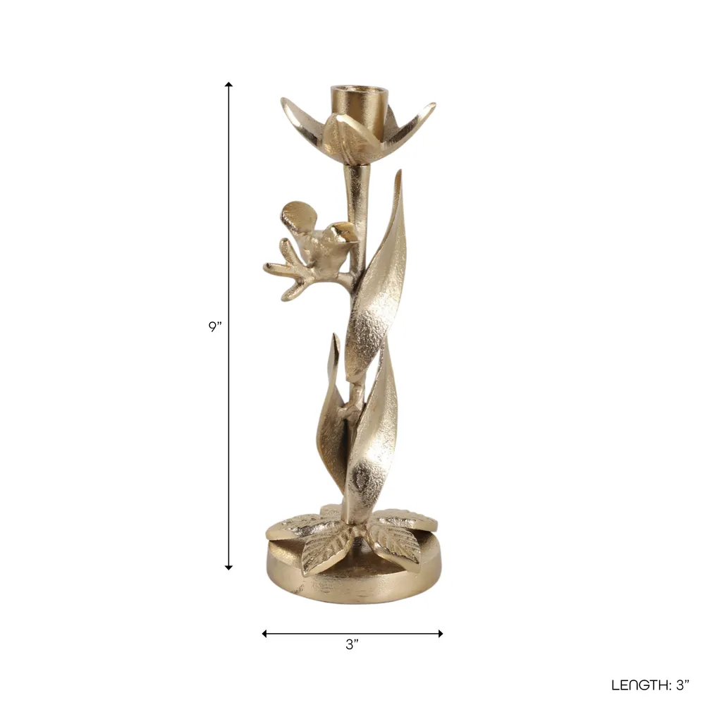 HOLLYMOOR GOLD CANDLE HOLDER 9 (IN)