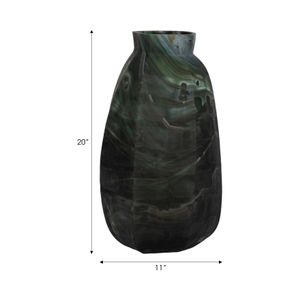 ELROYBEACH GREEN GLASS VASE 20 (IN) 8