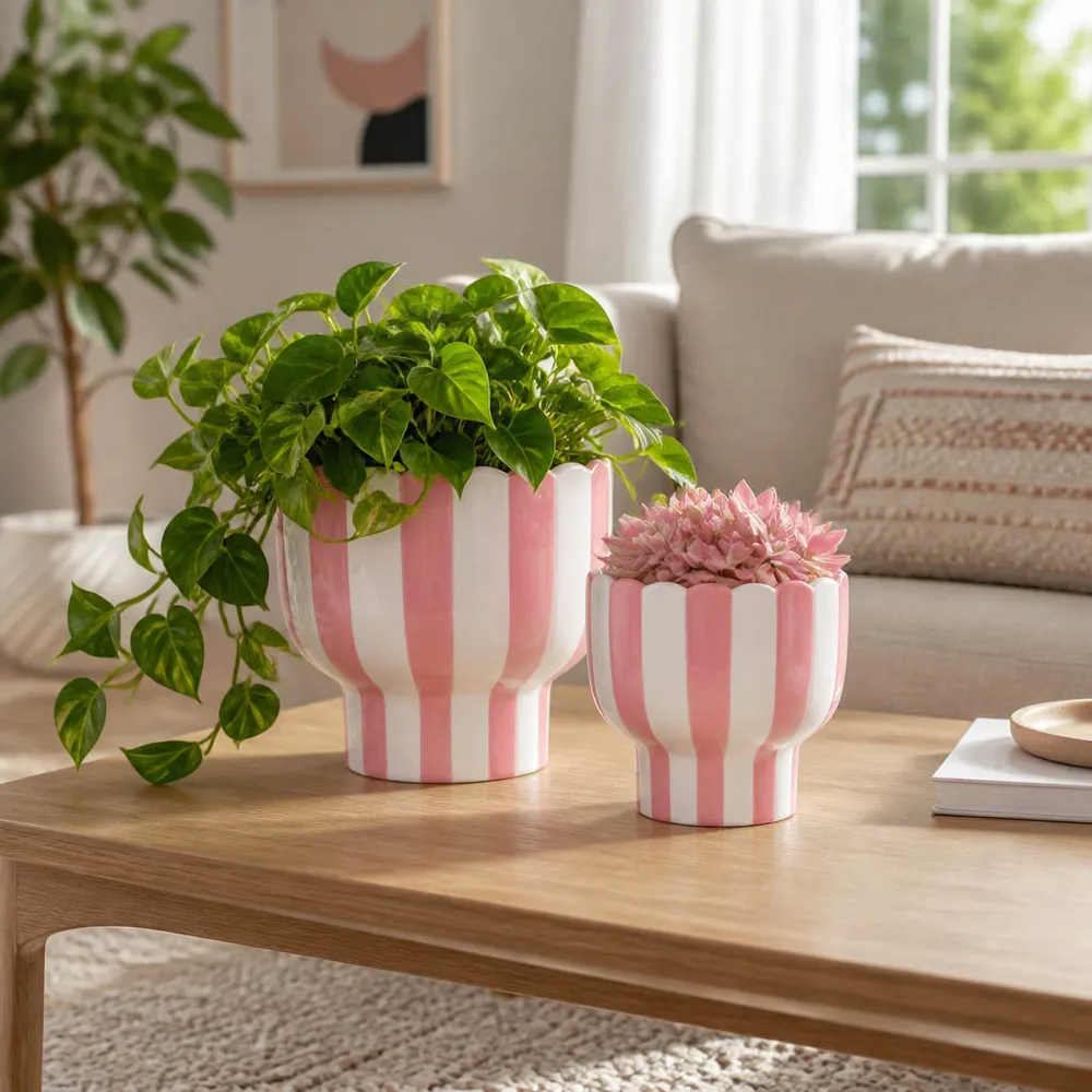 HARDYGROVE SET OF 2 PINK PLANTER 7 (IN)