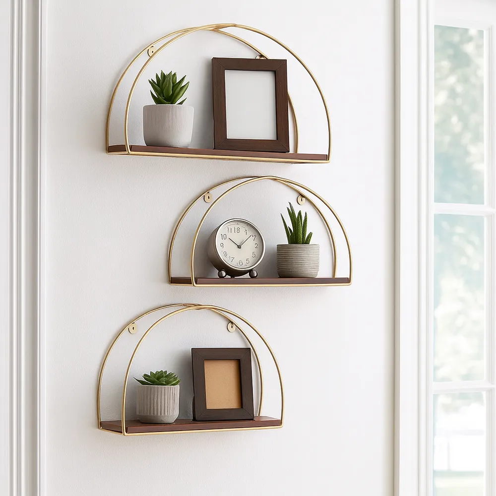 ENOCHBURN SET OF 3 BROWN WALL SHELF 12 (IN)