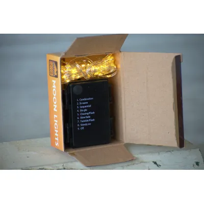 20 Bulb 6.5ft Battery Operated Moon Light Warm White