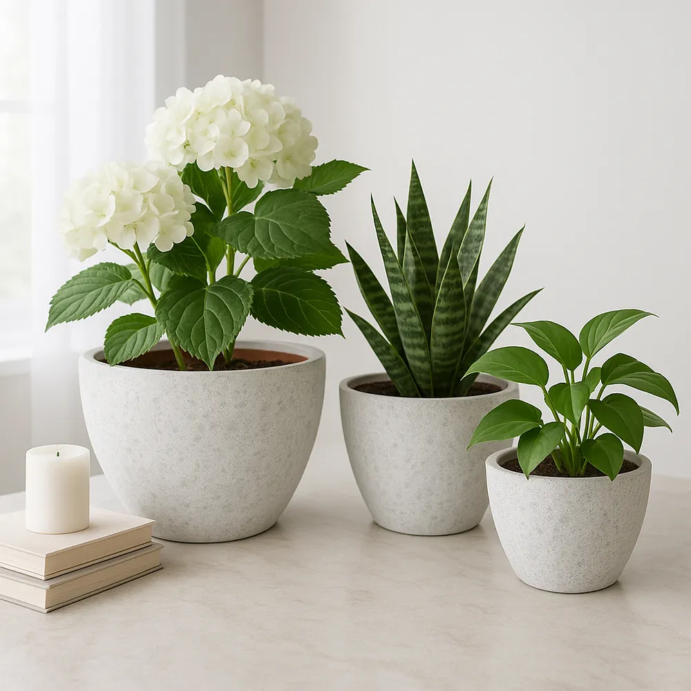 BYRONHAM SET OF 3 WHITE PLANTER 10 (IN)