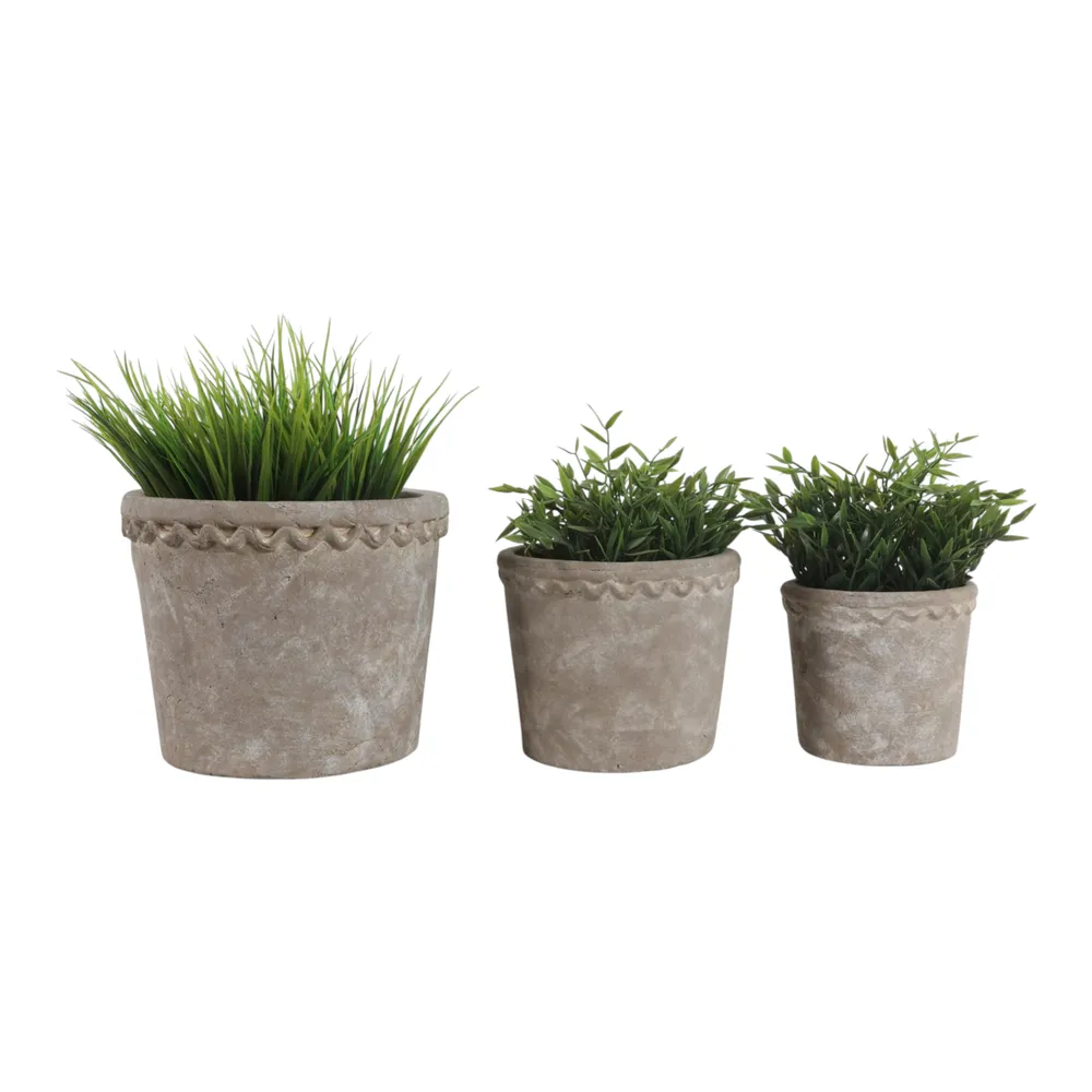 TATESIDE SET OF 3 GRAY PLANTER 8 (IN)