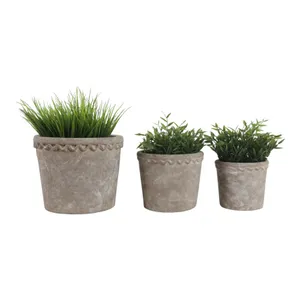TATESIDE SET OF 3 GRAY PLANTER 8 (IN) 2