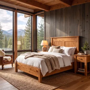 Heritage Oak Haven Cal King Bed with Bedrail System 1