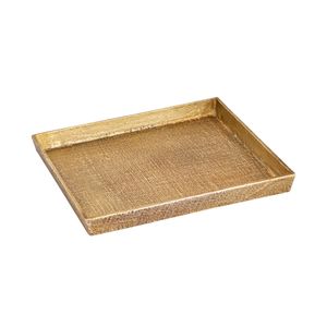 Square Linen Texture Tray - Set of 2 Brass 4