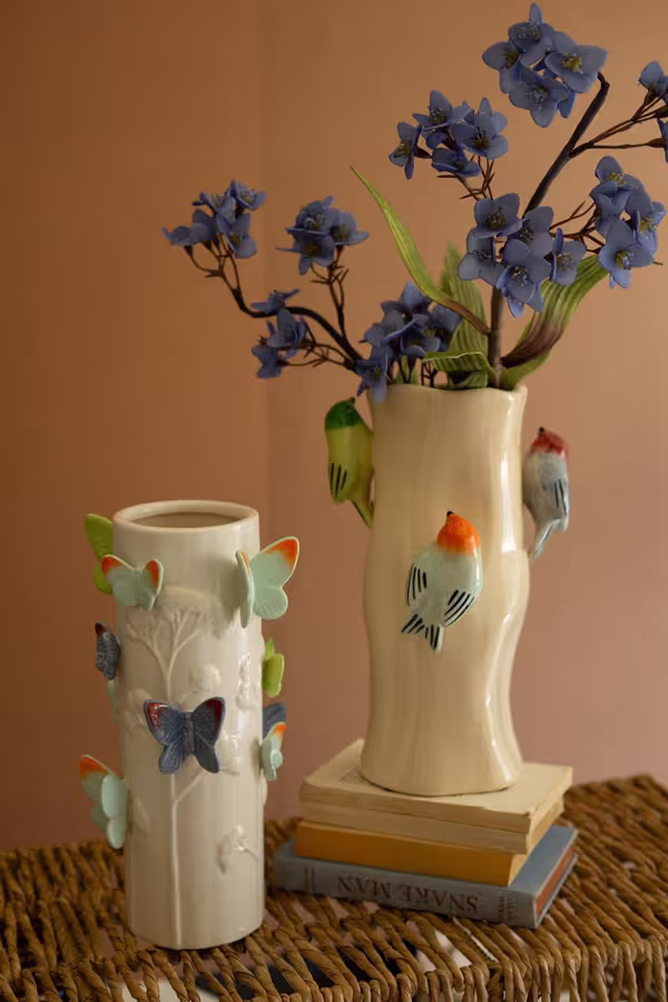 Ceramic Vase with Colorful Butterflies