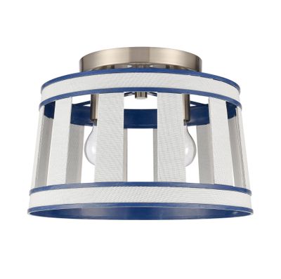 White Burlap 14″ Wide 2-Light Semi Flush Mount - Ocean Blue
