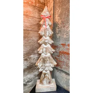Skinny Whitewashed Trees with a Ribbon 7.5x27in 1