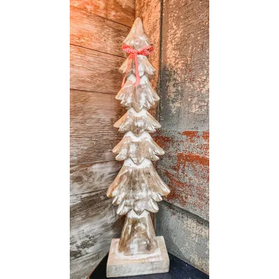 Skinny Whitewashed Trees with a Ribbon 7.5x27in