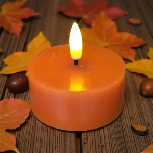 Orange Jumbo Tealight 3D Flame 2.6x1.1inch 2 pack 1