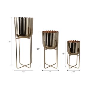 ANSELBEACH SET OF 3 GOLD PLANTER 27 (IN) 9