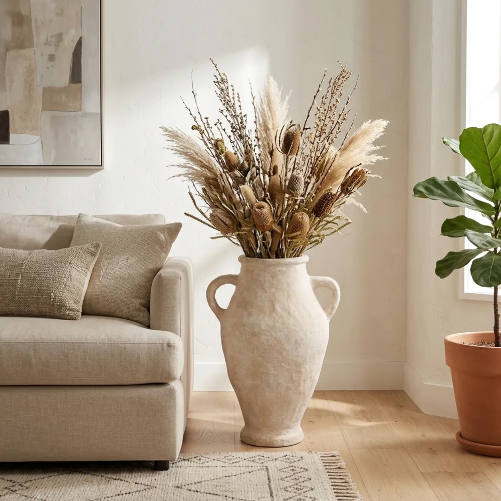 NATESTONE WHITE VASE 31 (IN)