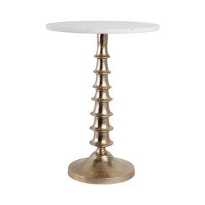 22X16" LAYERED LILYPAD ACCENT TABLE, WHITE/GOLD 3