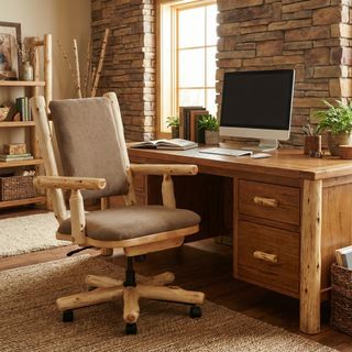 Cedar Log Upholstered Executive Chair - Vintage - Customer Material