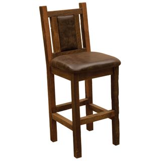 Barnwood Artisan Barstool - Upholstered Back and Seat - Customer Material - 19w x 21d x 48h