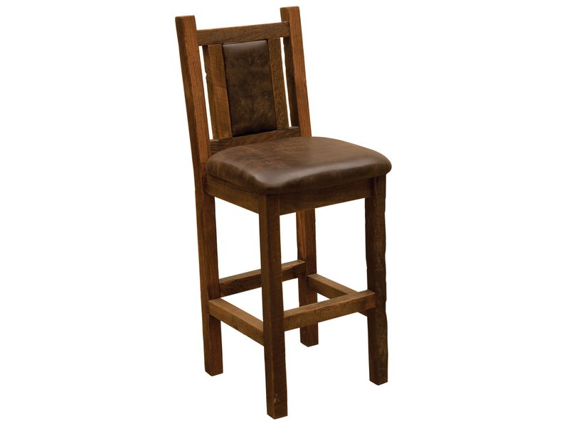 Barnwood Artisan Barstool - Upholstered Back and Seat - Customer Material - 19w x 21d x 48h 1
