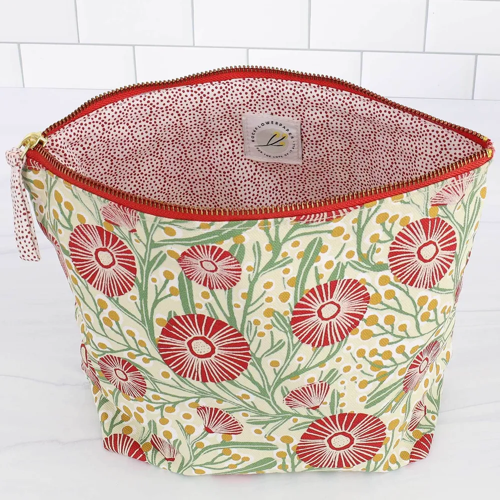 Camellia Bouquet Large Essential Canvas Pouch