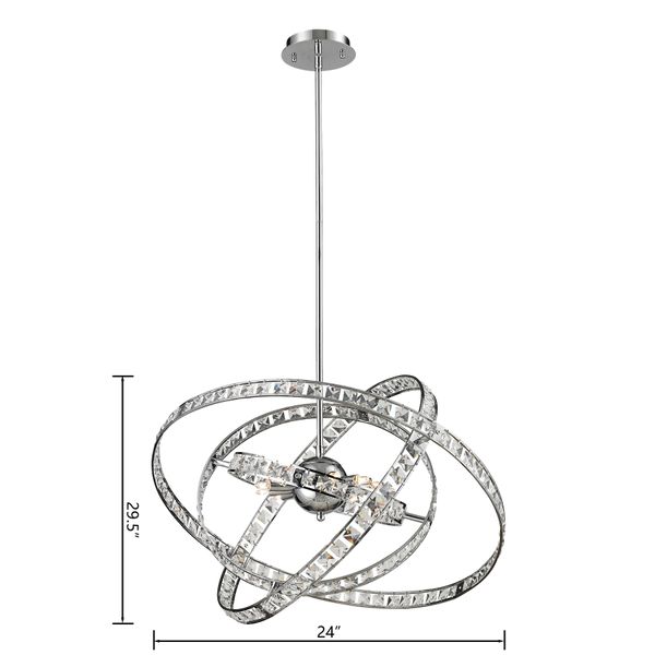 Saturn 24'' Wide 6-Light Chandelier - Chrome