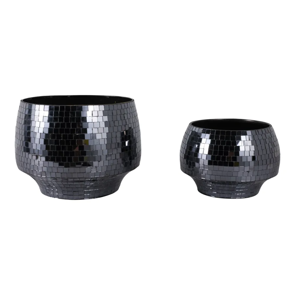 ANTONSHAW SET OF 2 BLACK PLANTER 8 (IN)