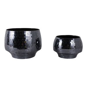 ANTONSHAW SET OF 2 BLACK PLANTER 8 (IN) 1