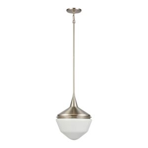 Mid-Century Schoolhouse 12'' Wide 1-Light Mini Pendant - Satin Nickel 2