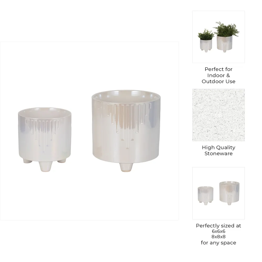 BISHOPTON SET OF 2 IVORY PLANTER 8 (IN)