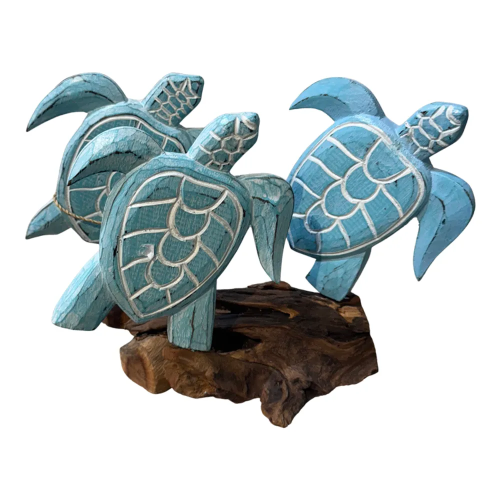 12" TURTLE FAMILY OF 3 ON DRIFTWOOD
