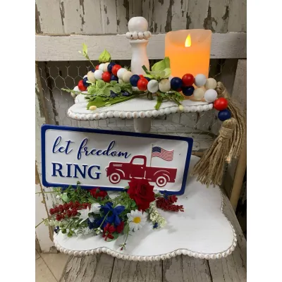 Beaded 2 Tier Stand 14x14x18in