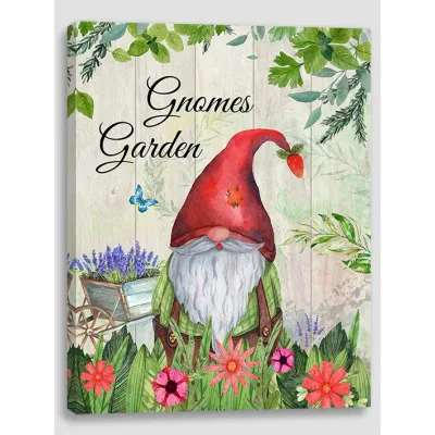 Gnome Garden Canvas Print 12x16in