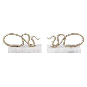 Snake Bookend - Set of 2 Polished Brass 1