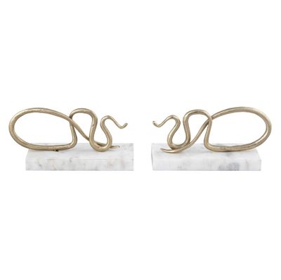 Snake Bookend - Set of 2 Polished Brass