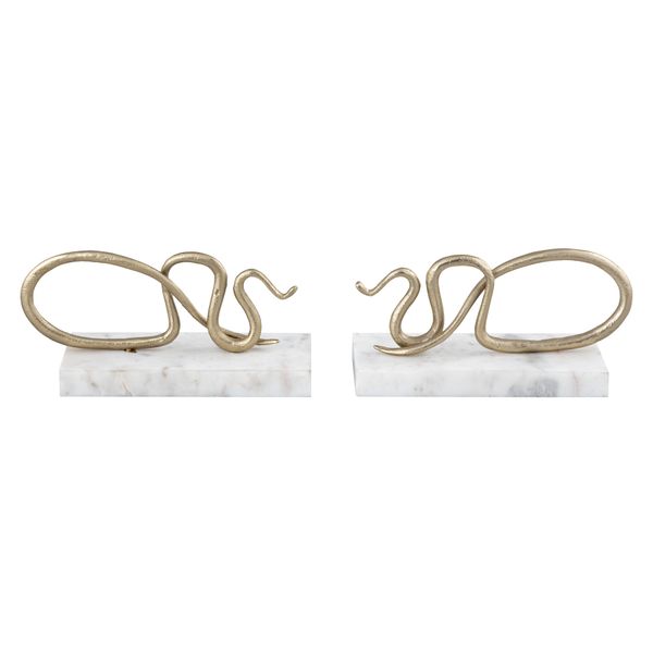 Snake Bookend - Set of 2 Polished Brass