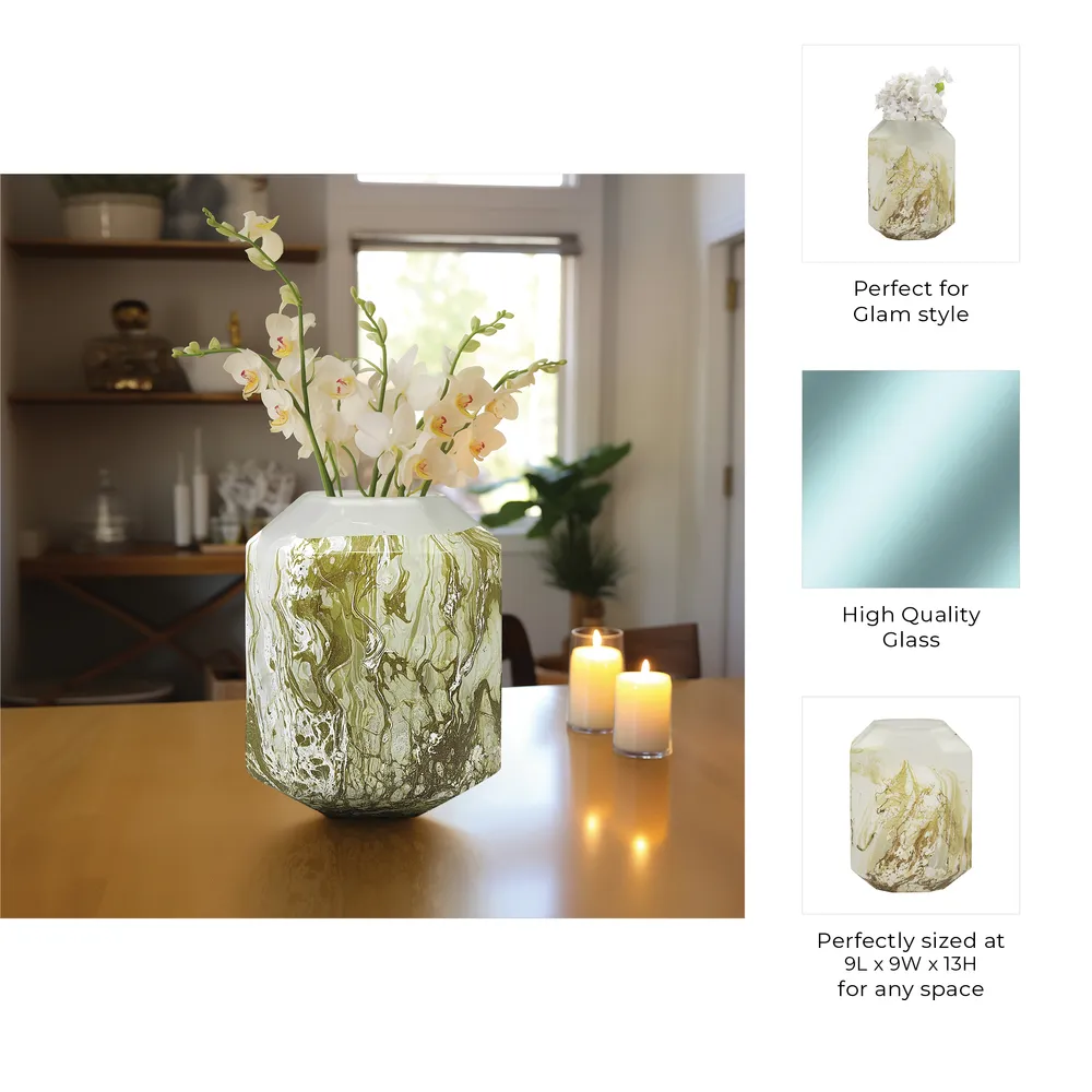 RAESTONE IVORY GLASS VASE 13 (IN)