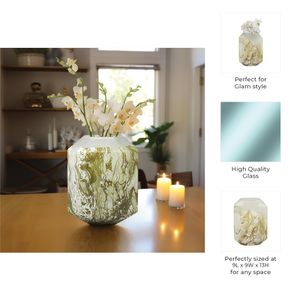 RAESTONE IVORY GLASS VASE 13 (IN) 10