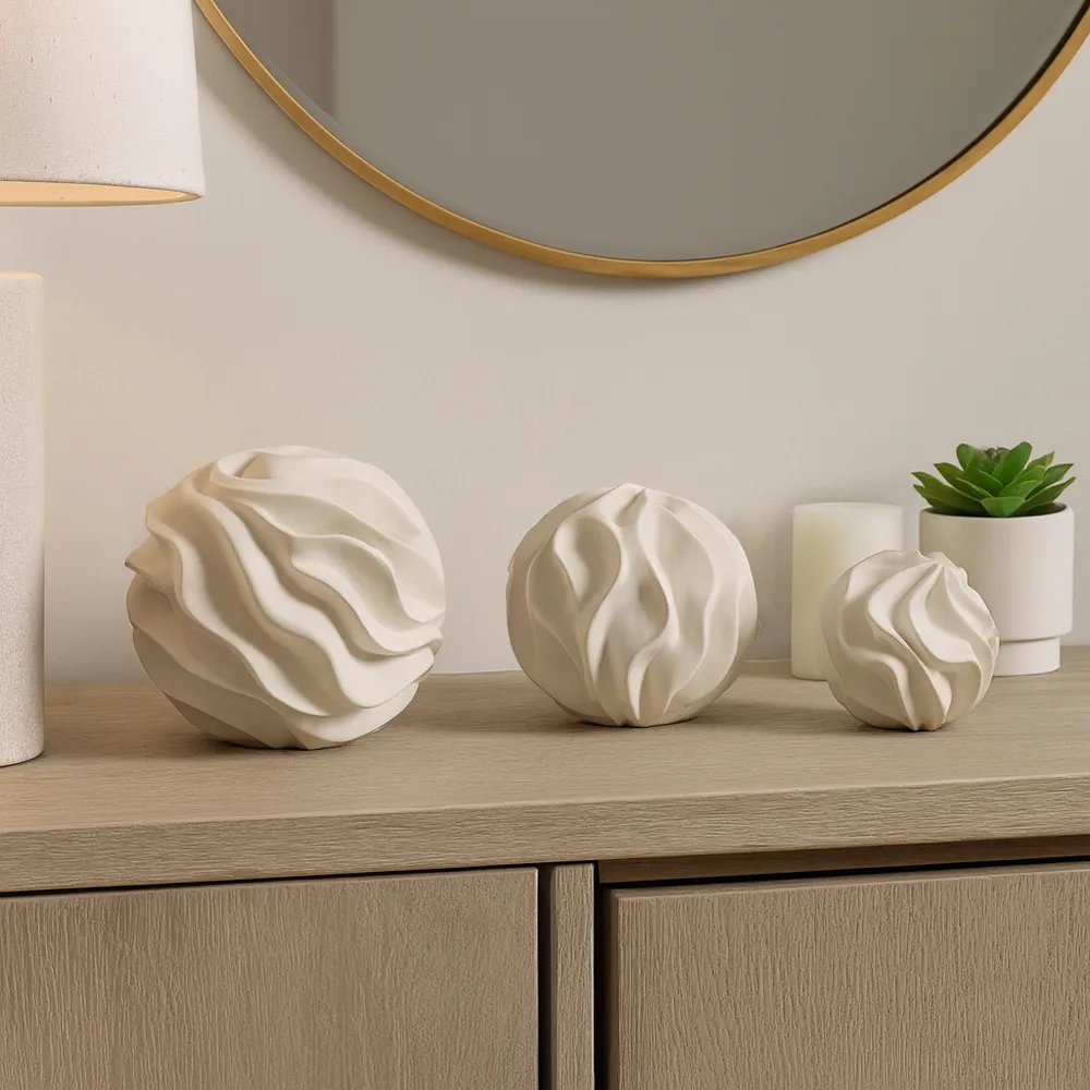 MILLERWELL SET OF 3 WHITE ORBS 6 (IN)